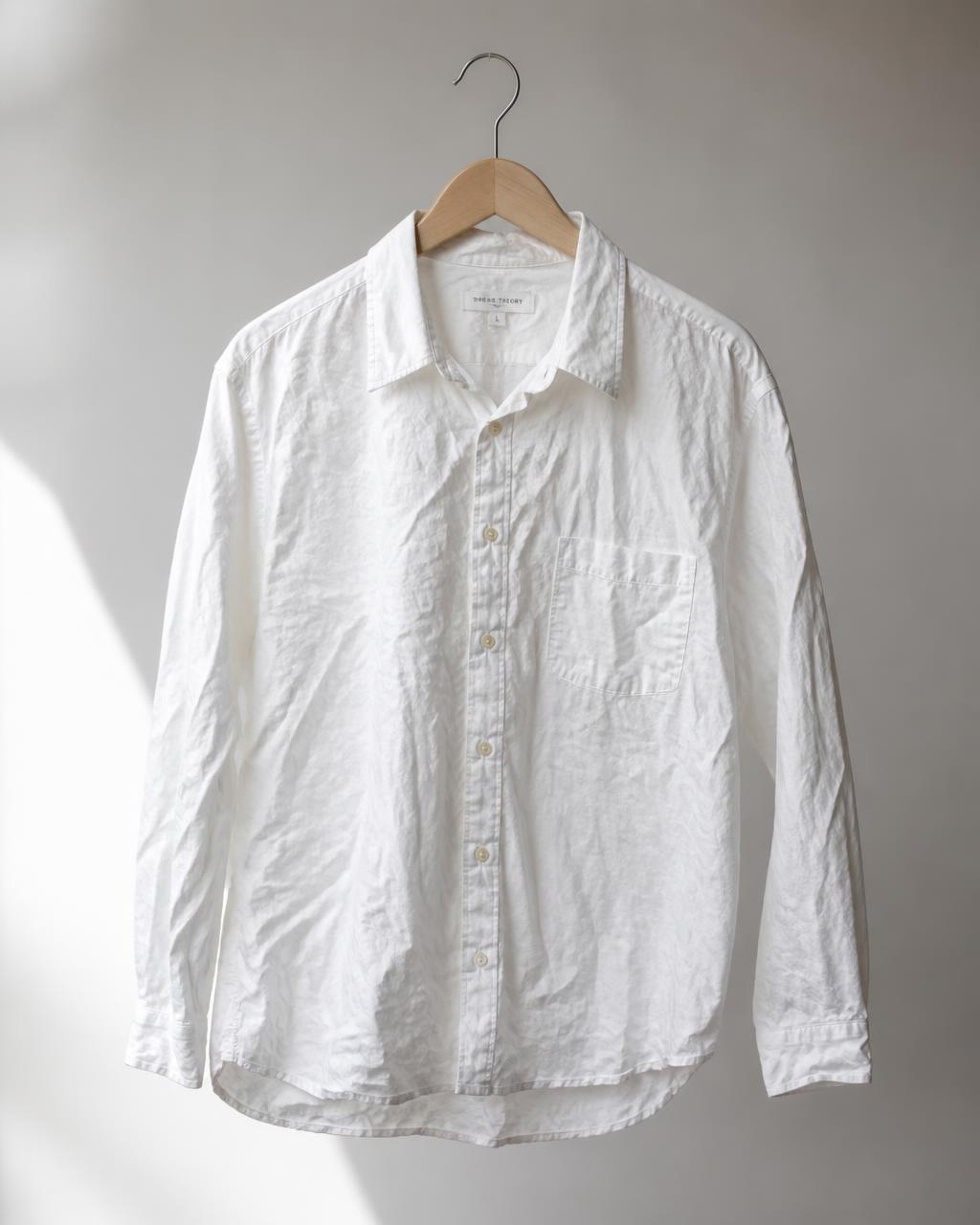 Wrinkled white shirt before pressing
